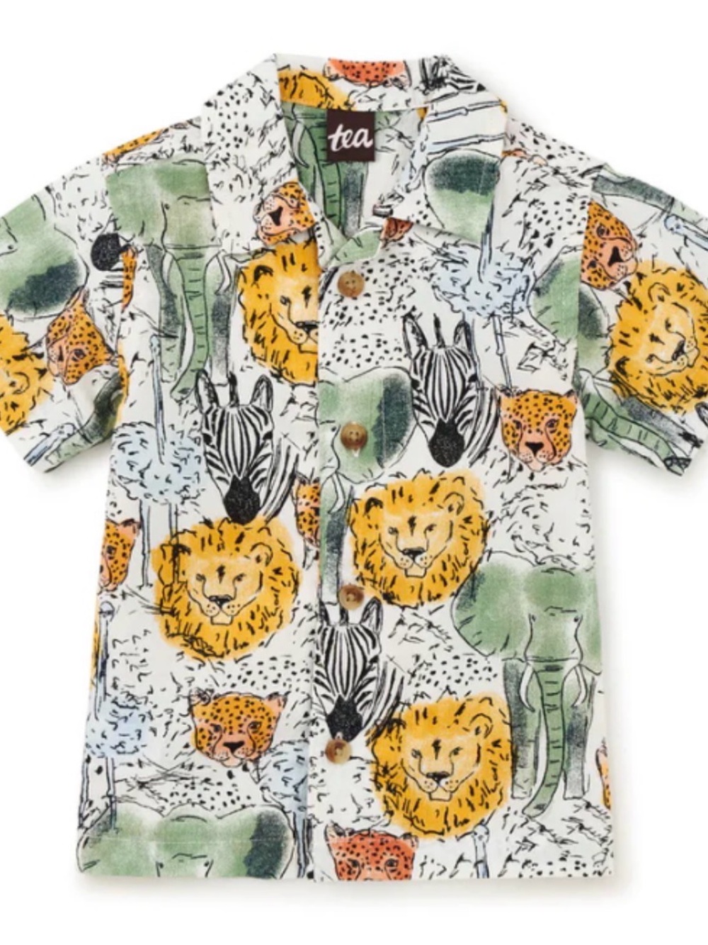 Tea Collection Safari Print Camp Button-Front Kids Shirt